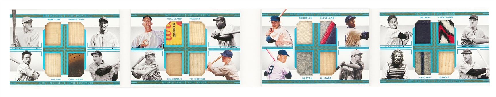 2020 Panini National Treasures #16P-LG 16 Player Materials Game Used Booklet Featuring (#1/1): Ted Williams, Pee Wee Reese, Al Kaline, Dom DiMaggio, Satchel Paige